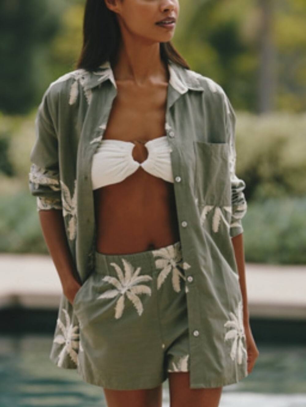NWT Malai Palm Breeze Brisa Embroidered Pull-On Shorts